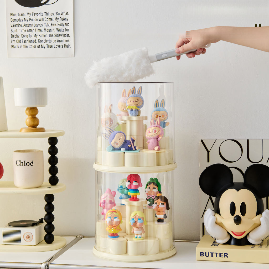 Acrylic Rotating Figurine Display Box with Customizable Base