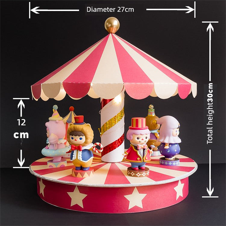 Circus Style Rotating Carousel Display Paper Case with Music