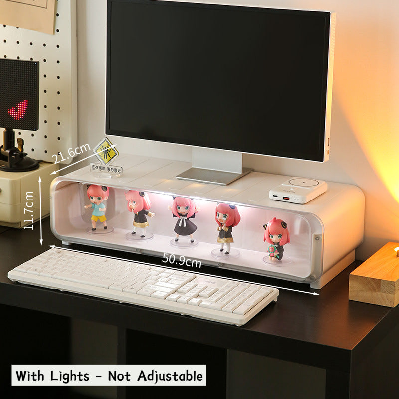 Adjustable Monitor Riser Figurine Display Drawer
