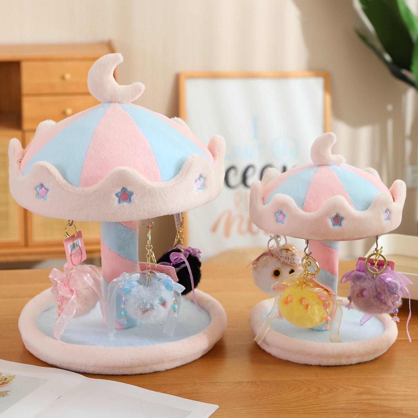 Manual Rotating Carousel Plush Display House