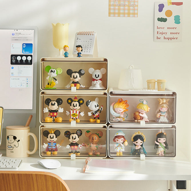 Desktop Storage Drawers with Figurine Display Box