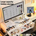 Adjustable Monitor Riser Figurine Display Drawer