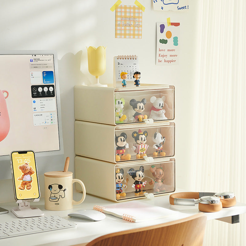 Desktop Storage Drawers with Figurine Display Box