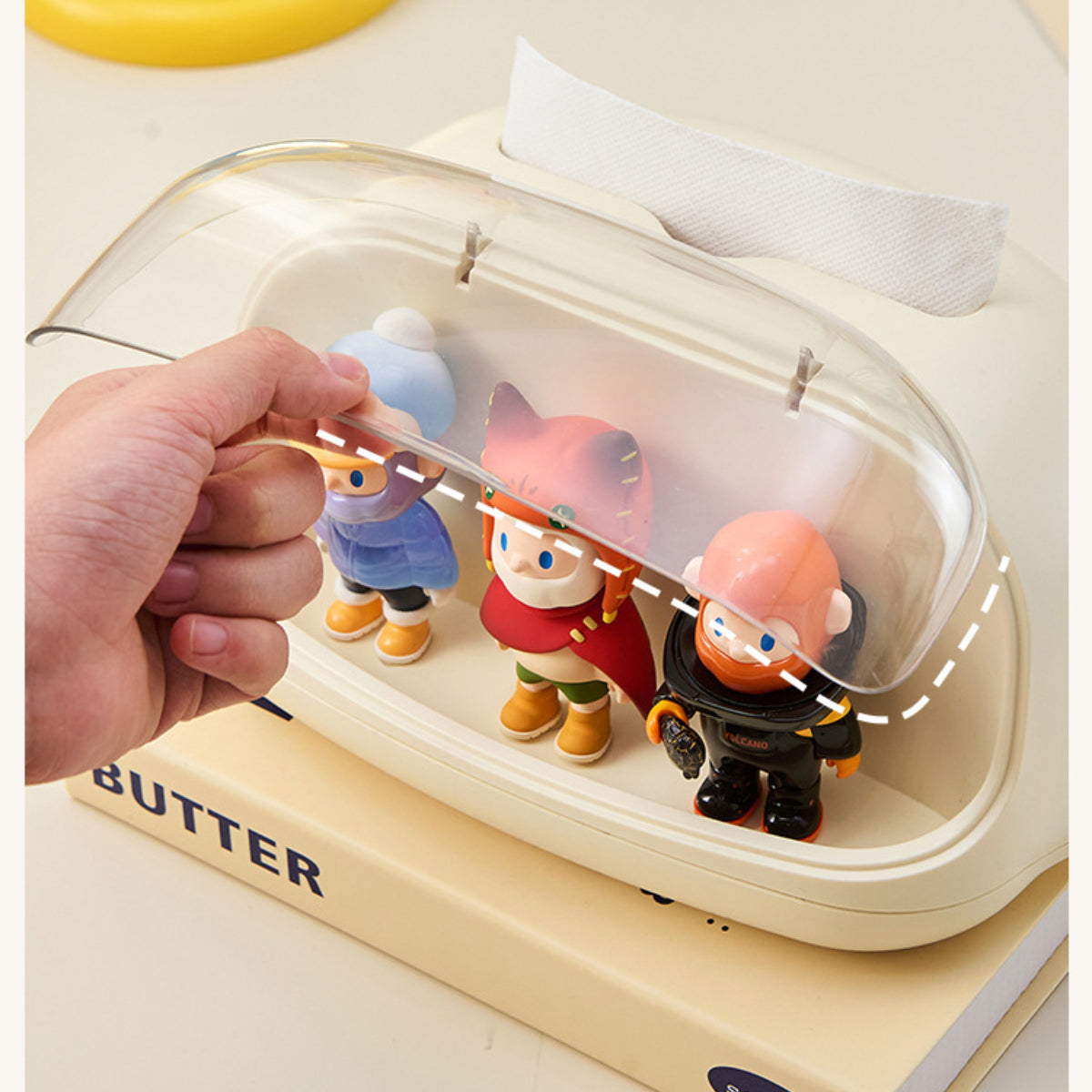 Display-Tissue Box with Support Spring