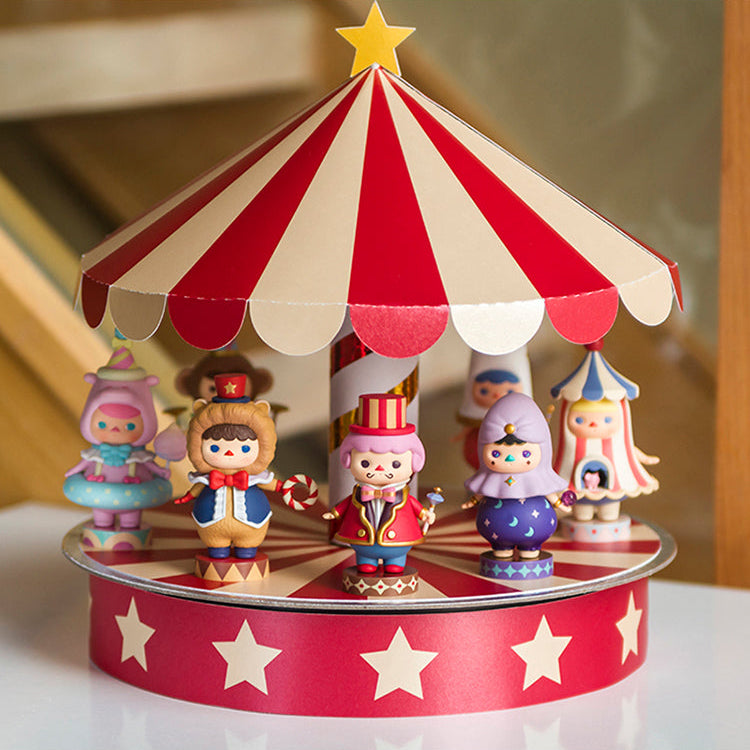 Circus Style Rotating Carousel Display Paper Case with Music