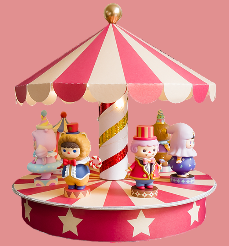 Circus Style Rotating Carousel Display Paper Case with Music