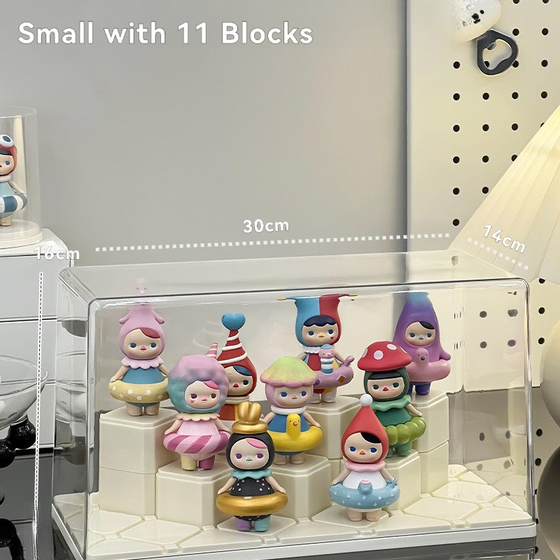 Figurines Storage Display Box with DIY Base Blocks