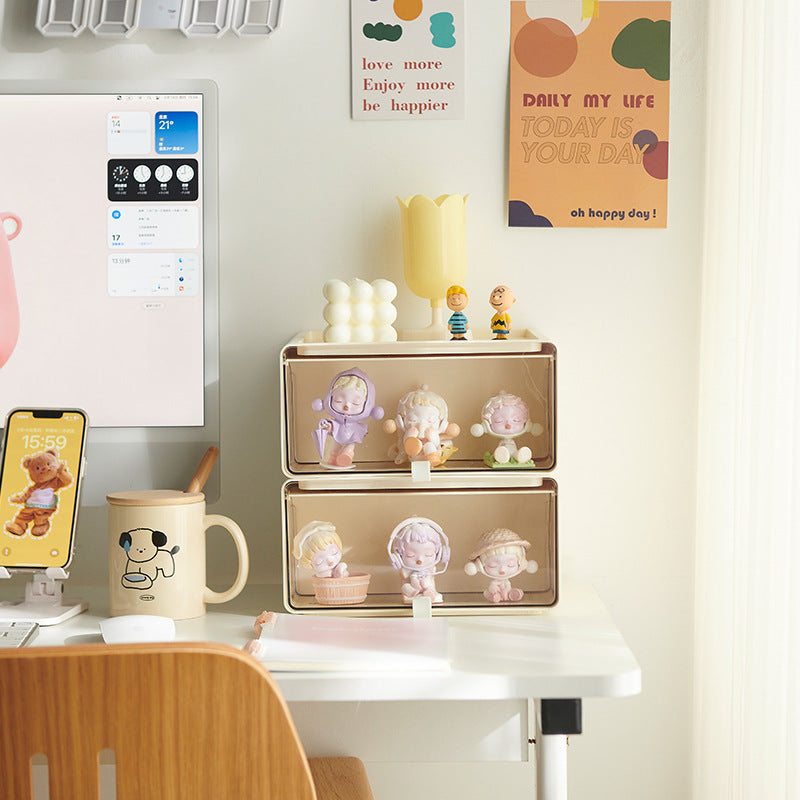 Desktop Storage Drawers with Figurine Display Box