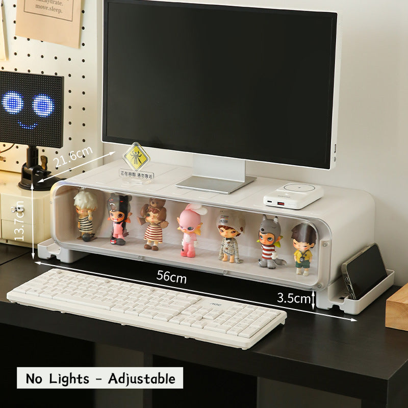 Adjustable Monitor Riser Figurine Display Drawer