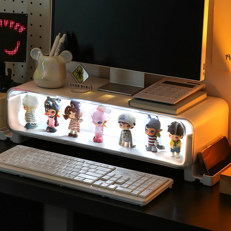 Adjustable Monitor Riser Figurine Display Drawer