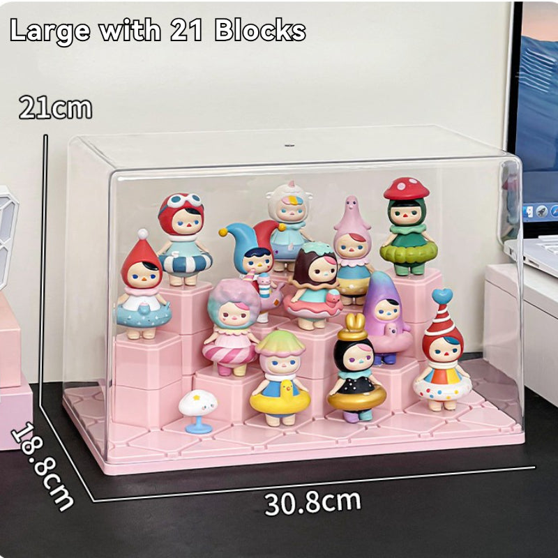 Figurines Storage Display Box with DIY Base Blocks
