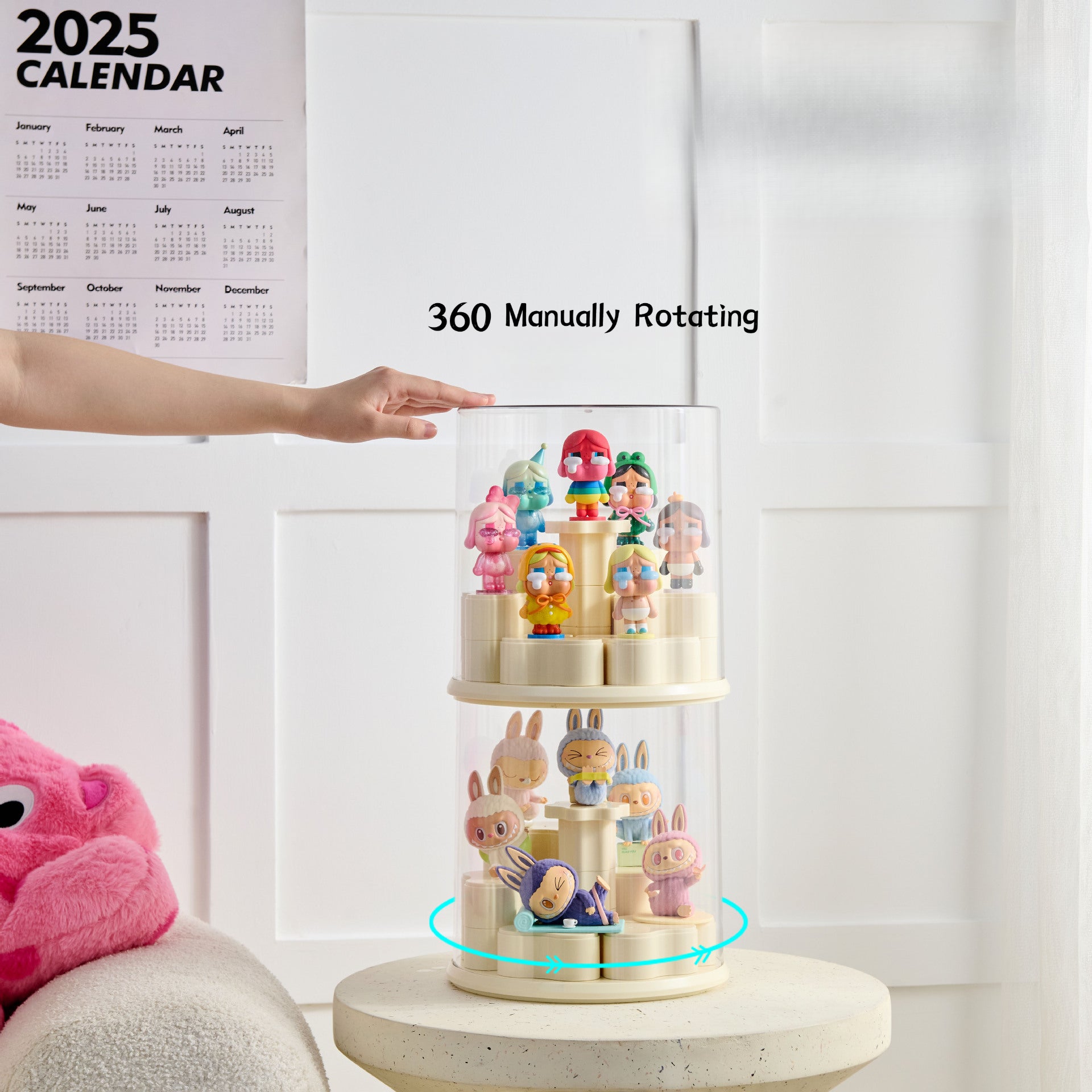 Acrylic Rotating Figurine Display Box with Customizable Base