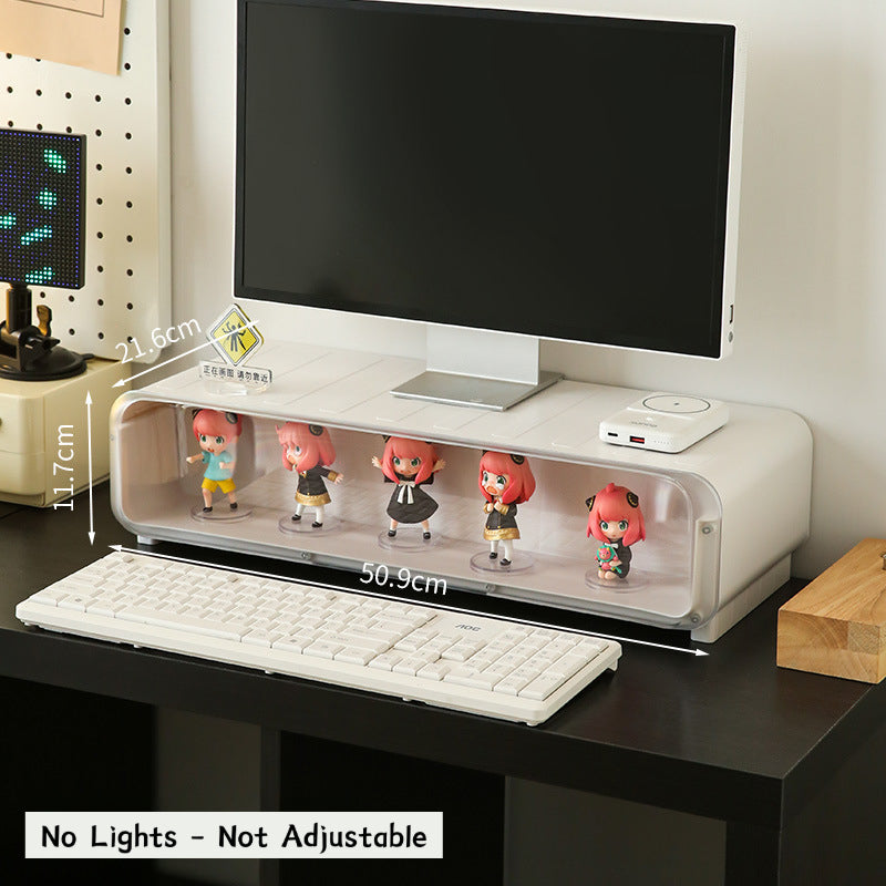 Adjustable Monitor Riser Figurine Display Drawer
