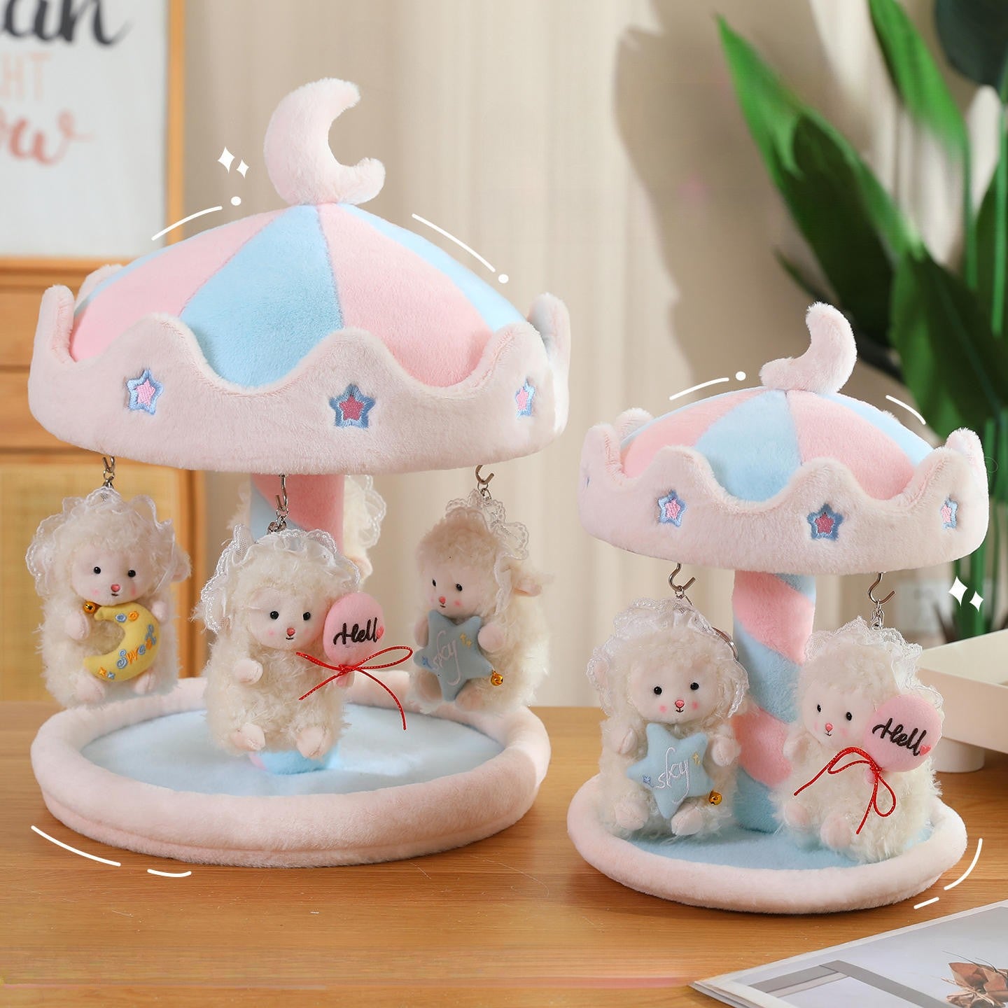 Manual Rotating Carousel Plush Display House