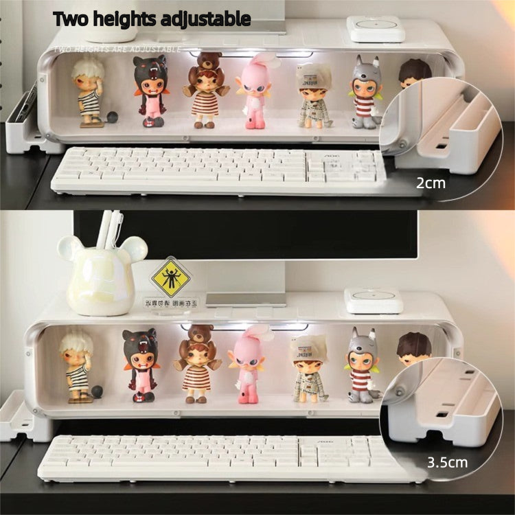 Adjustable Monitor Riser Figurine Display Drawer