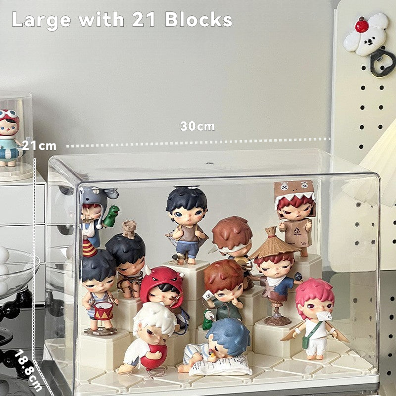 Figurines Storage Display Box with DIY Base Blocks