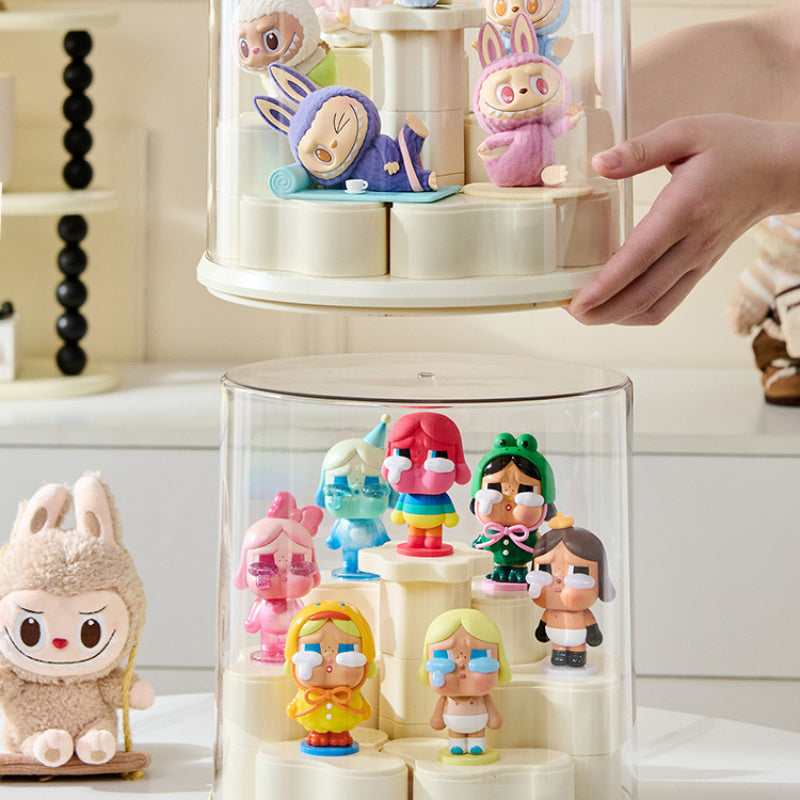 Acrylic Rotating Figurine Display Box with Customizable Base