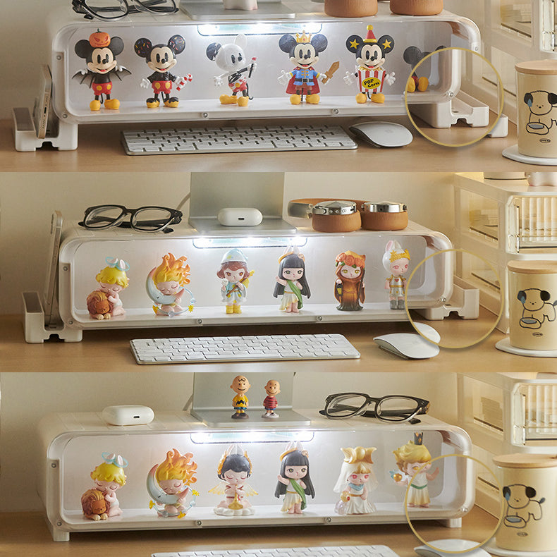 Adjustable Monitor Riser Figurine Display Drawer