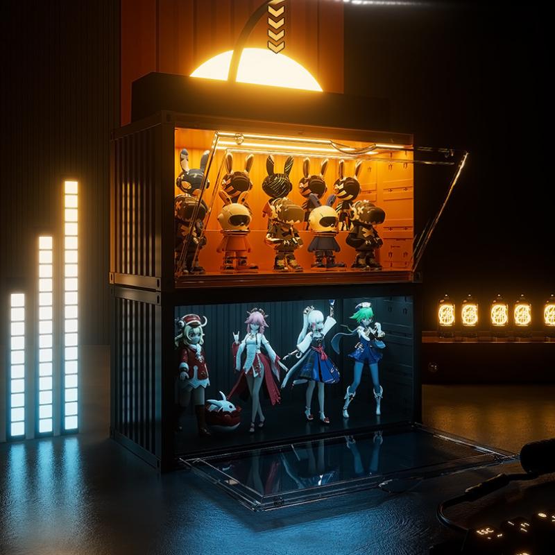 Mini Shipping Container Figurines Display Box