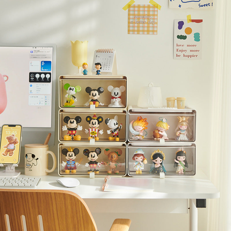 Desktop Storage Drawers with Figurine Display Box
