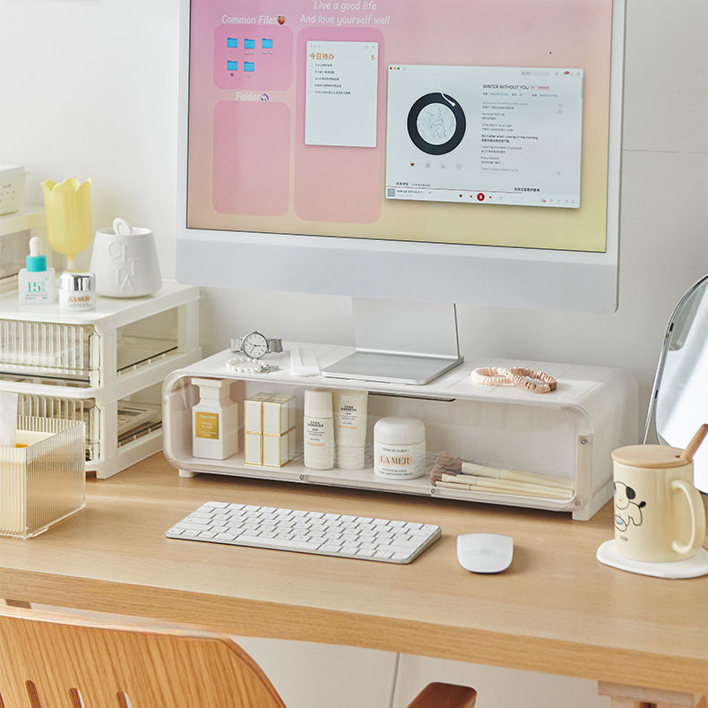 Adjustable Monitor Riser Figurine Display Drawer