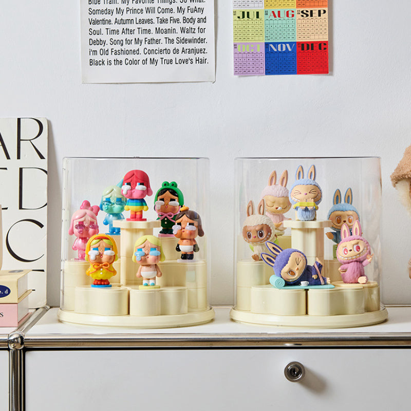 Acrylic Rotating Figurine Display Box with Customizable Base