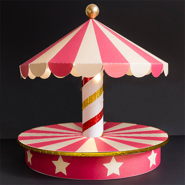 Circus Style Rotating Carousel Display Paper Case with Music