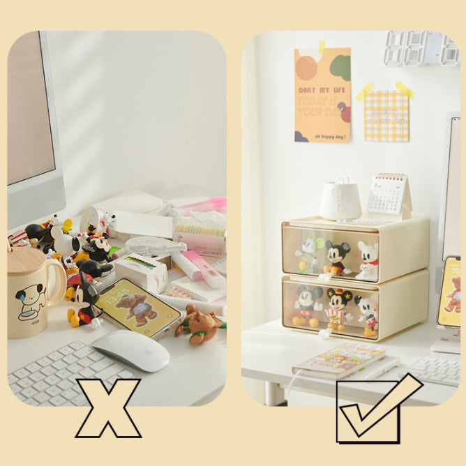 Desktop Storage Drawers with Figurine Display Box