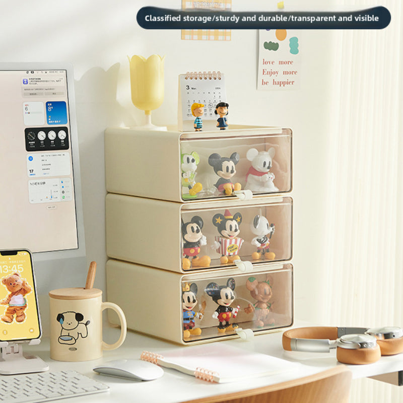Desktop Storage Drawers with Figurine Display Box
